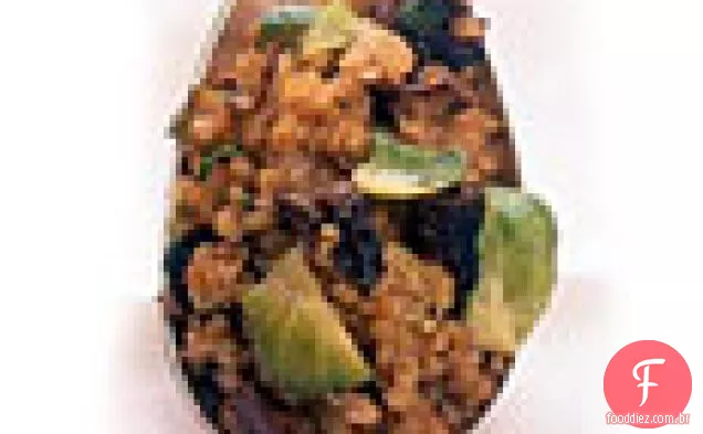 Recheio de Bulgur com couves de Bruxelas e cogumelos secos