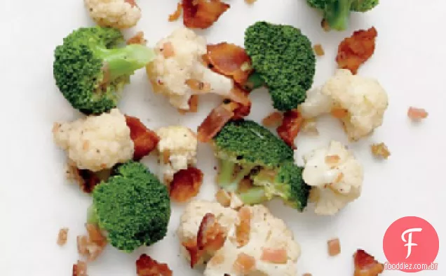 Brócolis e couve-flor com vinagrete de Bacon