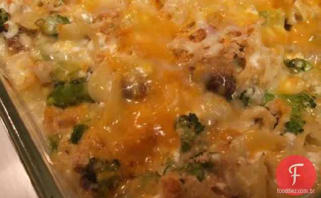Caçarola De Macarrão Com Cogumelos Brócolis