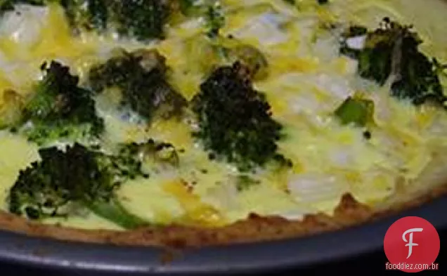 Quiche de brócolis com purê de batata