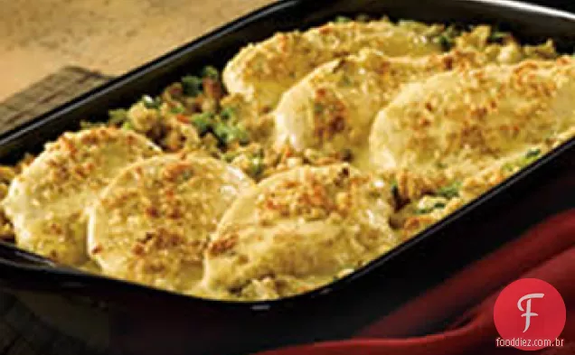 Frango com queijo brócolis e recheio