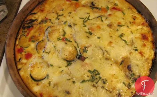Vegetais torrados e quiche Gruyere