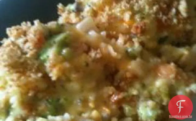 Caçarola De Arroz Com Queijo Brócolis