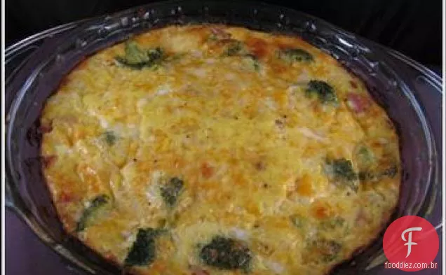 Quiche De Presunto E Brócolis Sem Crosta Com Baixo Teor De Carboidratos