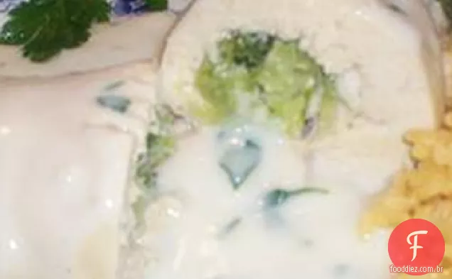 Brócolis Frango Roll-Ups