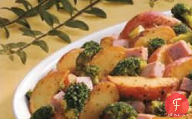 Batatas de alho e presunto