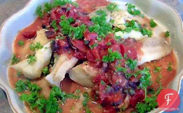 Bifes de peixe com azeitonas e alcaparras