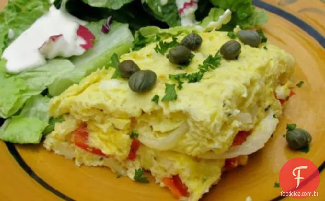 Batata espanhola e fritada de ovo