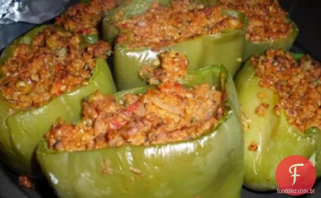 Pimentos recheados com soja e Bulgur