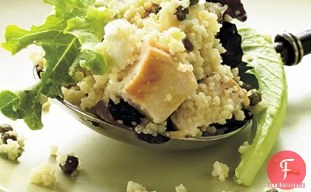 Feta-salada de Cuscuz de frango com manjericão