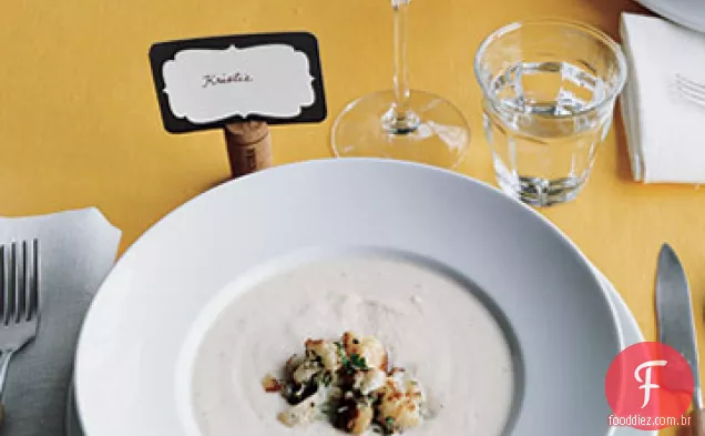 Couve-flor e sopa de alho assado
