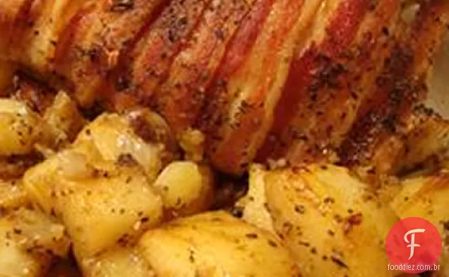 Frango assado com Bacon com batatas