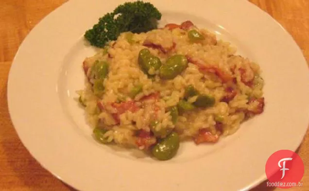 Risoto de feijão e Bacon Fava