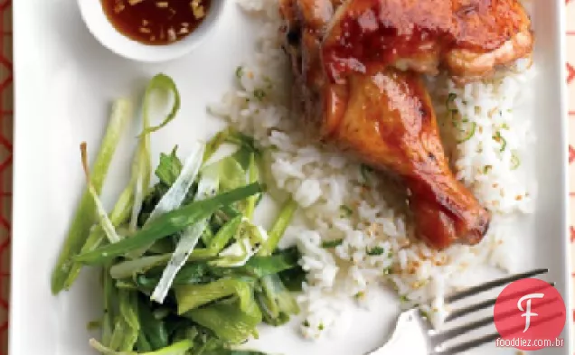Frango Teriyaki com cebolinha assada