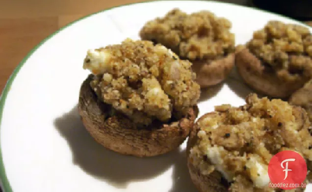 Tofu e cogumelos recheados com nozes
