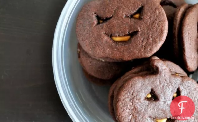 Chocolate Manteiga De Amendoim Jack-O-Lantern Cookies