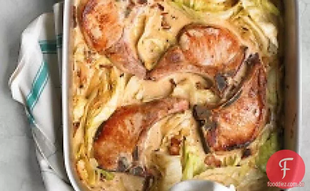 Costeletas De Porco Com Bacon E Repolho