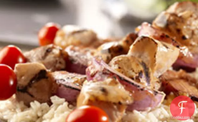 Kabobs De Porco Com Alho