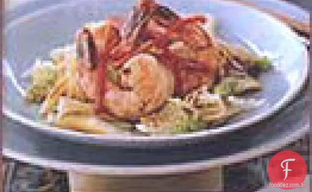 Camarão frito com repolho Napa