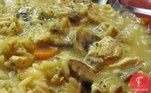 Frango e sopa de cogumelos
