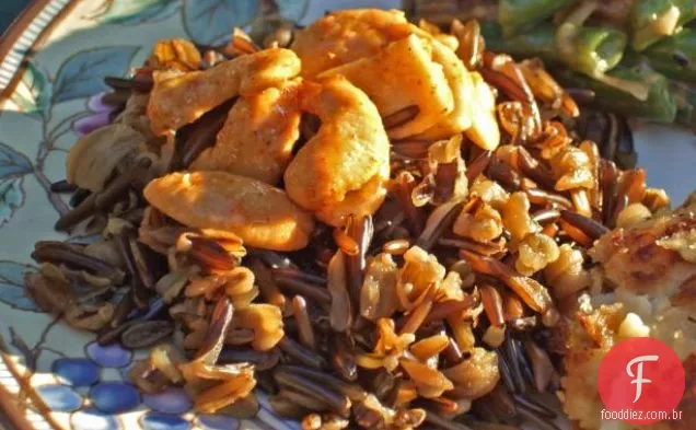 Arroz e feijão porto-riquenho (feijão Rosa)