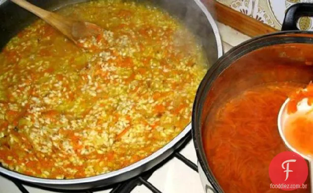 Risoto rápido com cenoura e queijo Feta