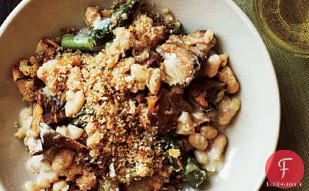 Feijão Branco Rápido, aspargos e Cassoulet de cogumelos