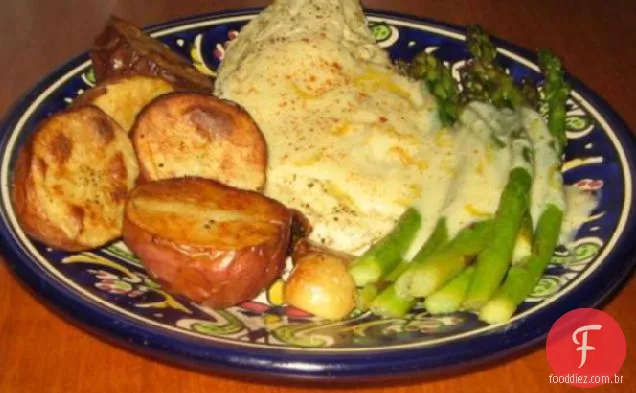 Frango Assado, Batatas Novas E Aspargos