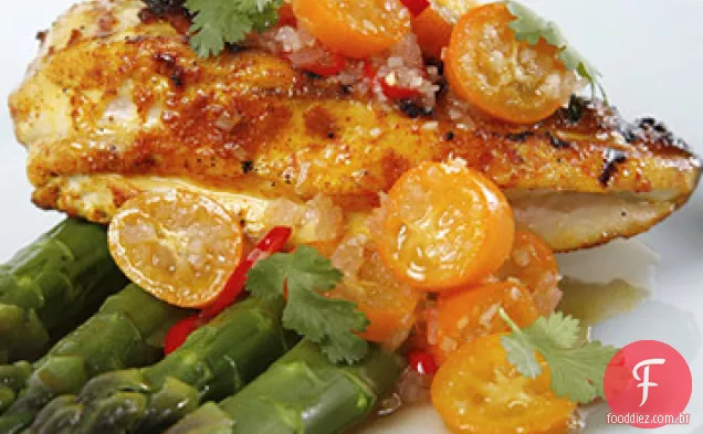 Frango grelhado com molho Kumquat-Lemongrass