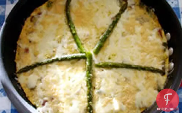 Aspargos e fritada de cogumelos