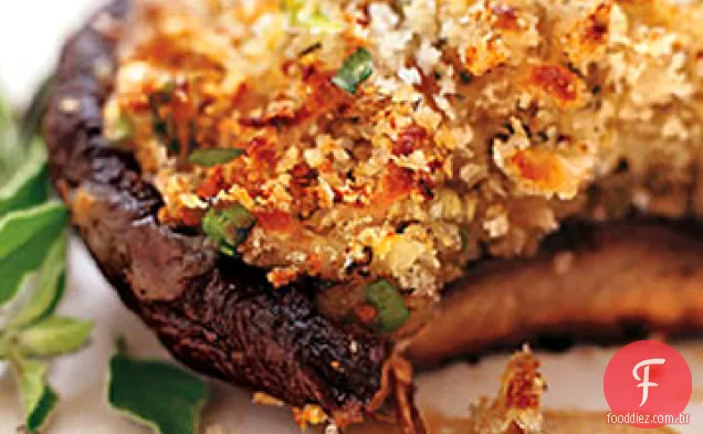 Mozzarella-Portobellos grelhados recheados com marinada balsâmica