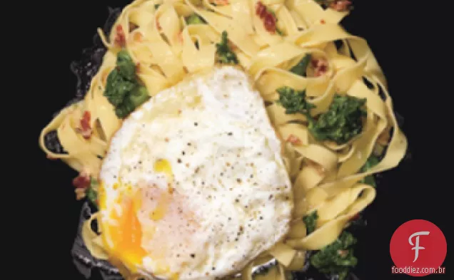 Fettucina Carbonara com ovos fritos