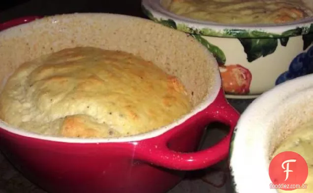 Souffles de alho-poró e Stilton
