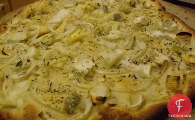 Alho-poró e gratinado com cogumelos