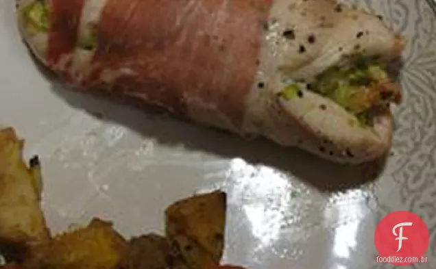 Frango defumado Gouda e alho-poró