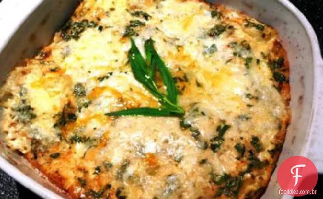 Ovos de queijo Assados com alho-poró e estragão