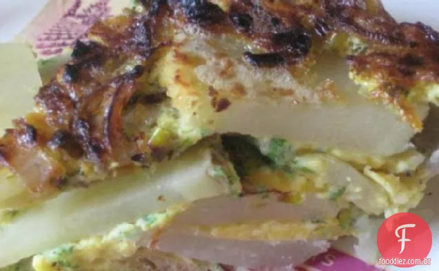 Batata e alho-poró fritada