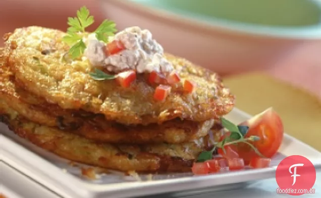 Panqueca de batata e alho-poró