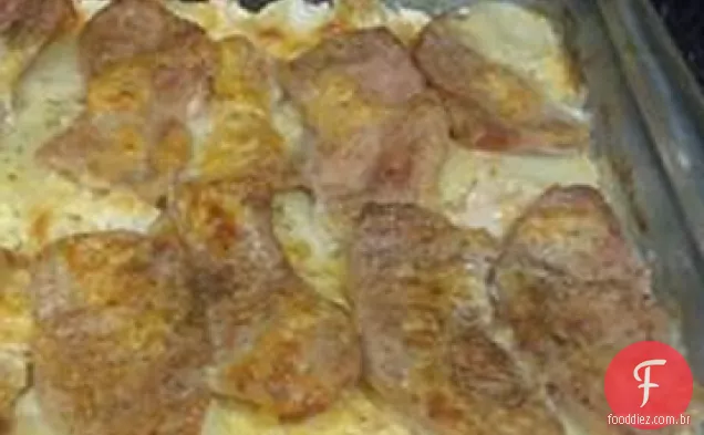 Batatas recortadas e Costeletas de porco