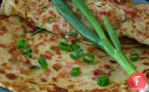 Panquecas de Bacon e cebolinha
