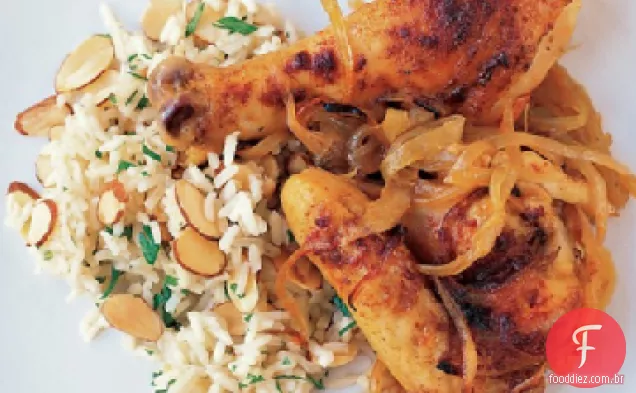 Frango assado e cebola