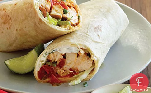Frango Fajita Burritos com queijo Feta Crema