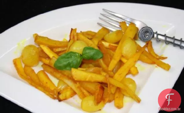 Pastinaga caramelizada e cebolas para bebês