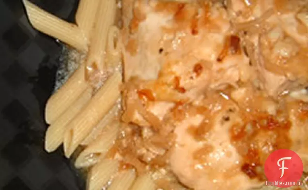 Cheddar e sopa de cebola frango
