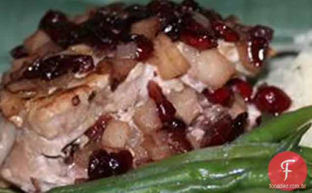 Costeletas de porco recheadas com Cranberry e maçã