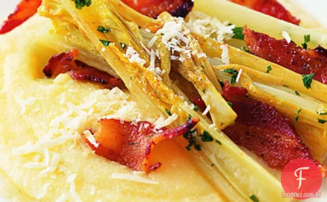 Aipo refogado com Polenta de parmesão