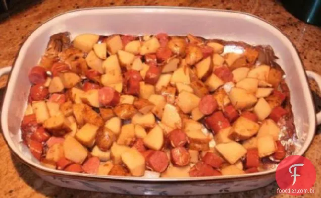 Kielbasa Assado E Batatas