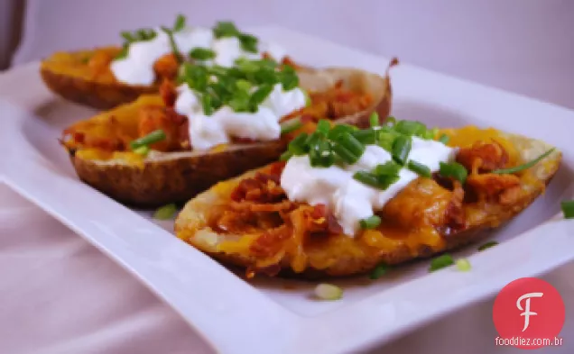 Peles de batata com Bacon e queijo