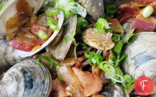 Ceia de domingo: amêijoas e Bacon