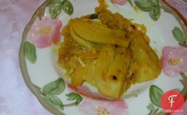 Erva-Doce refogada e cebola com gengibre